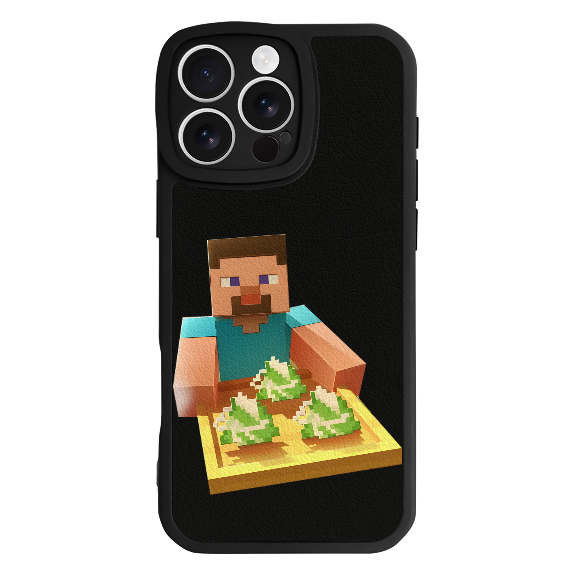 （画像用） マインクラフト ブロックの世界 Minecraft MC Block world 【iPhone 16シリーズ対応】シリコンスマホケース（レザー調） 材質：シリコン